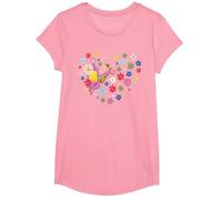 Disney Princess Tinker Bell Fairy and Flower Heart T-Shirt, Mädchen, Rosa, XS