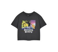 Disney Prinzessin Aurora graues Cropped-Grafik-T-Shirt für Damen, kurzärmeliges T-Shirt für Sie, Märchenfiguren-Bekleidung, Dornröschen-Thema, lässige Mode für Damen, grau, L
