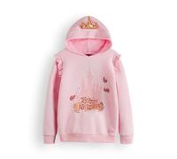 Disney Prinzessin-Kapuzenpullover für Mädchen, rosa Grafik, Kapuzen-Sweatshirt mit 3D-Krone, gerüschter Armsaum, The Good Fairies, magischer Gold-Glitzer, Film, Cartoon-Charakter, Merchandise-Geschenk