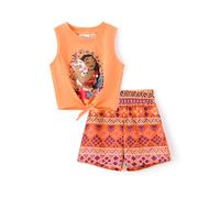 Disney Prinzessin Kleinkind Mädchen 2-teiliges Outfit ärmellos Krawatte Knoten Tank Top Elastisch Mädchen Sommer Kurze Kleidung Sets, Moana-Orange, 5-6 Years