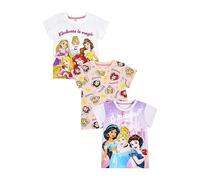 Disney Prinzessin Mädchen T-Shirts 3er Pack 3PK Prinzessin T-Shirts Sommer Tops für Mädchen, mehrfarbig, 4-5 Jahre