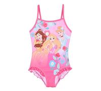 Disney Prinzessinnen Mädchen Badeanzug Aschenputtel, Rapunzel und Belle Design Einteiler Schwimmanzug Kinderschwimmen, Größe 6 Jahre | Rosa
