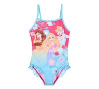 Disney Prinzessinnen Mädchen Badeanzug Aschenputtel, Rapunzel und Belle Design Einteiler Schwimmanzug Kinderschwimmen, Größe 4 Jahre | Blau