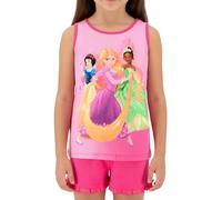 Disney Prinzessinnen Pyjama für Mädchen, 2-Teiliges Set, Design Schneewittchen Tiana Rapunzel, Baumwoll Pyjama T-Shirt und Shorts, Größe 6 Jahre | Fuchsia
