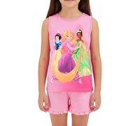 Disney Prinzessinnen Pyjama für Mädchen, 2-Teiliges Set, Design Schneewittchen Tiana Rapunzel, Baumwoll Pyjama T-Shirt und Shorts, Größe 3 Jahre | Rosa
