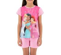 Disney Prinzessinnen Pyjama für Mädchen, T-Shirt und Shorts im Aschenputtel Arielle und Jasmin, Geschenk für Mädchen, Größe 6 Jahre, Rosa