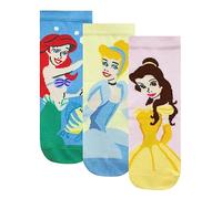 Disney Prinzessinnen Socken 3er Pack | Mädchen Socken für Fans von Arielle, Cinderella und Belle | Set mit 3 Baumwollsocken für Mädchen | 31-36 cm