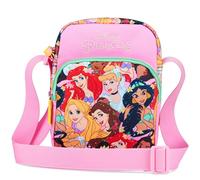 Disney Prinzessinnen Umhängetasche Mädchen Teenager, Kleine Tasche Verstellbar mit Reißverschlussfächern, Geschenke für Kinder (Rosa Princess)