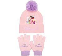 Disney Prinzessinnen Wintermütze & Handschuhe Set für Mädchen - warme & gemütliche Beanie Mütze & Handschuhe - perfekt für Kinder im Alter von 3-9 Jahren, rose, One size