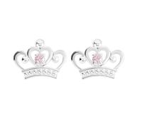 Disney Prinzessinnenkrone, 925er Sterlingsilber, Tiara, rosa Stein, Ohrstecker für Mädchen, Sterling Silber