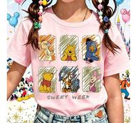 Disney pure cotton 100% material short sleeved shirt, Cartoon-Design, Frauen-T-Shirt, Winnie Puuh und Freunde, Sweet Week, Sommer, für Kinderliebhaber