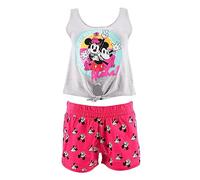 Disney Pyjama für Damen, Oberteil und Shorts, 2-teiliges Set für Damen, Weiche Baumwolle, Mickey und Minnie Pyjama für Damen und Teenager | Größe XL - Rosa