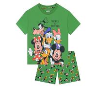 Disney Pyjama Kinder mit Mickey Mouse und Minnie Mouse, Schlafanzug Kinder Jungen Kurz-Set mit Donald Duck & Pluto 128
