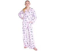 Disney Pyjama Mädchen von 7-14 Jahren - Stitch Schlafanzug Mädchen mit Langem Geknöpften Oberteil und Langer Hose (Rosa, 13-14 Jahre)