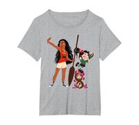 Disney Ralph Breaks the Internet Vanellope and Moana T-Shirt T-Shirt, Damen Große Größen, Grau Meliert, 1X