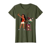 Disney Ralph Breaks the Internet Vanellope and Moana T-Shirt T-Shirt, Damen, Olivgrün, XXL