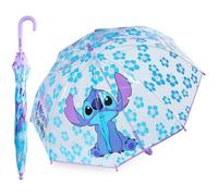 Disney Regenschirm für Kinder Mädchen Durchsichtig Lustiger Regenschirm Transparent - Stitch Sachen für Mädchen (Blau/Lila Stitch)