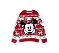 Disney Roter Weihnachtspullover mit Langen Ärmeln für Damen mit Mickey Mouse | Rundhalspullover für Feiertage | Festliches Outfit für Weihnachtsfeierlichkeiten Merch