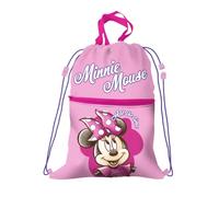 Disney Rucksack für Schule und Freizeit Minnie Mouse 2 Fächer mit Reißverschluss außen und Kordelzugverschluss 44 x 34 cm