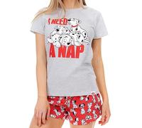 Disney Schlafanzug Damen | 101 Dalmatiner Pyjama Kurz | Schlafanzüge Für Frauen Grau Small