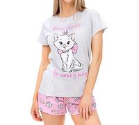 Disney Schlafanzug Damen | Aristocats Marie Pyjama Kurz | Baumwolle Schlafanzüge Für Frauen Grau Large Grau X-Large