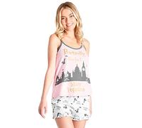 Disney Schlafanzug Damen Kurz, Pyjama Damen Teenager, Pyjama Set Cami Top und Schlafshorts Loungewear Baumwolle Geschenke Stitch Mickey Minnie S-XL(Rosa Mary Poppins, L)