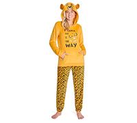 Disney Schlafanzug Damen Lang Stitch Pyjama Teenager (L, Gelb Simba)