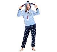 Disney Schlafanzug Damen Lang Stitch Pyjama Teenager (M, Blau Eeyore)
