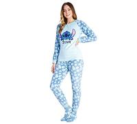 Disney Schlafanzug Damen mit Kuschelsocken Set Charaktere Stitch Geschenke Set (Blau Stitch, XL)