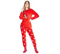 Disney Schlafanzug Damen mit Kuschelsocken Set Charaktere Stitch Geschenke Set (Rot Minnie, M)