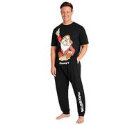 Disney Schlafanzug Herren Lang Lustig Pyjama Set Herren Nachtwäsche Witzig Donald Duck Grumpy Jack Skellington M-3XL (2XL, Schwarz Grumpy)