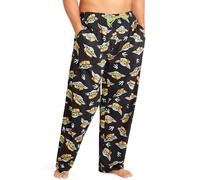 Disney Schlafanzug Hose Herren Freizeithose Lang 100% Baumwolle Jogginghose Teens Männer Pyjamahose mit Kordelzug (L, Schwarz Baby Yoda)