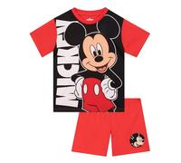 Disney Schlafanzug Jungen, Mickey Mouse Schlafanzug Kurz, Mickey Maus Schlafanzüge Für Jungen, Rot 128