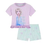 Disney Schlafanzug Mädchen Kurz, Stitch Frozen Prinzessinnen Minnie Mouse Pyjama Set Mädchen Set Stitch Schlafanzüge Stitch Kleidung Mädchen 2-14 Jahre Baumwolle (Lila Frozen, 9-10 Jahre)