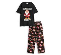 Disney Schneewittchen und die Sieben Zwerge Grumpy Schwarzes Grafik-T-Shirt für Herren | Kurzärmliges Cartoon-Shirt mit der Aufschrift Warning! Grumpy Druck | Klassisches Nachtwäsche