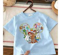 [Disney Series 6-15 Years Old Teen T-Shirt] Disney Toy Story character collection printed short-sleeve T-shirt for boys and girls, round neck, comfort