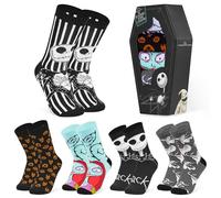 Disney Socken Damen Größe Teenager 35-41, 5er- oder 6er-Packung, Weiche Atmungsaktive Lustige Socken, Warme Geschenke für Frauen (Multi Jack Coffin, 5 Pcs)
