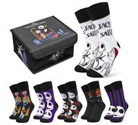 Disney Socken Damen Größe Teenager 35-41, 5er- oder 6er-Packung, Weiche Atmungsaktive Lustige Socken, Warme Geschenke für Frauen (Multi Jack Box, 6 Pcs)