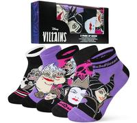 Disney Socken Damen Teenager Größe 35-41, 5er-Pack Bunte Knöchelsocken, Weich und Atmungsaktiv, Gemütliche Geschenke für Frauen (Mehrfarbig Villains, 35/41 EU)