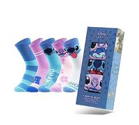 Disney Socken Damen Teenager Größe 35-41, 5er Pack Lustige Socken mit Motiv, Baumwollsocken für Zuhause Freizeit, Geschenke für Frauen (35-41 EU, Rosa/Blau Stitch)