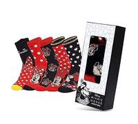 Disney Socken Damen Teenager Größe 35-41, 5er Pack Lustige Socken mit Motiv, Baumwollsocken für Zuhause Freizeit, Geschenke für Frauen (35-41 EU, Rot/Schwarz Minnie Mouse)