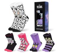 Disney Socken Damen Teenager Größe 35-41, 5er Pack Lustige Socken mit Motiv, Baumwollsocken für Zuhause Freizeit, Geschenke für Frauen (35-41 EU, Lila/Rosa Villains)