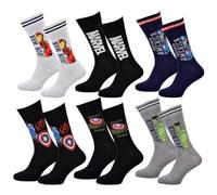 Disney Socks And Underwear - Herren-Socken Marvel, Avengers, Dc Comics aus Baumwolle - verschiedene Modelle mit Fotos je nach Verfügbarkeit - mehrfarbig Gr. One size, 6 Paar