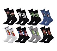 Disney Socks And Underwear - Herren-Socken Marvel, Avengers, Dc Comics aus Baumwolle - verschiedene Modelle mit Fotos je nach Verfügbarkeit - mehrfarbig Gr. One size, Packung mit 8 Paar