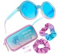 Disney Sonnenbrille Kinder Set mit Sonnenbrillen Etui, Scrunchies & Haargummis Mädchen (Blau Elsa)