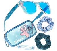 Disney Sonnenbrille Kinder Set mit Sonnenbrillen Etui, Scrunchies & Haargummis Mädchen (Blau Stitch)
