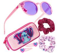 Disney Sonnenbrille Kinder Set mit Sonnenbrillen Etui, Scrunchies & Haargummis Mädchen (Rosa Stitch)