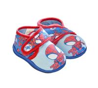Disney Spiderman Kinder-Hausschuhe mit Klettverschluss, bequem, rutschfest, leicht zum anziehen, Spider-Man, Avengers (Hellblau 28)