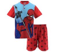 Disney Spiderman Kurzer Schlafanzug für Jungen, 100% Baumwolle, Blau, Größe 98-128, Pyjama-Set mit Spider-Man Design, Avengers, Kurzarm, Spidey (DE/NL/SE/PL, Numerisch, 110, Regular, Rot)