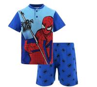 Disney Spiderman Kurzer Schlafanzug für Jungen, 100% Baumwolle, Blau, Größe 98-128, Pyjama-Set mit Spider-Man Design, Avengers, Kurzarm, Spidey (DE/NL/SE/PL, Numerisch, 98, Regular, Blau-Blau)